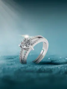 MISS HIGHNESS 925 Sterling Silver Rhodium-Plated Adjustable Finger Ring