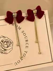 KRENOZ Gold-Plated Contemporary Shaped Drop Earrings