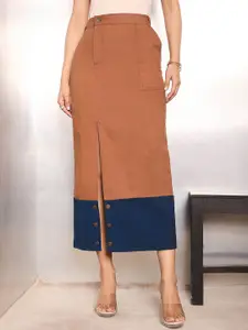 SASSAFRAS Pure Cotton Pencil Midi Skirt