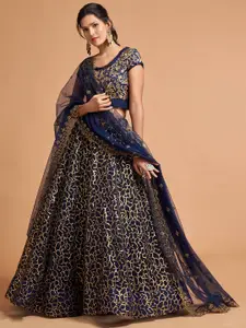 DIVASTRI Embellished Sequinned Semi-Stitched Lehenga & Unstitched Blouse With Dupatta