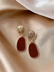 KRENOZ Gpld-Plated Contemporary Shaped Drop Earrings