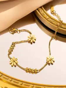 JEWILLEY Gold-Plated Artificial Beads Anklet