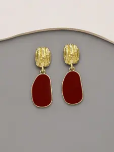 KRENOZ Gold-Plated Geometric Shaped Drop Earrings