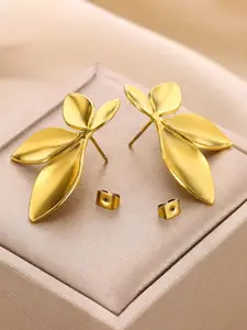 KRENOZ Gold-Plated Floral Shaped Studs