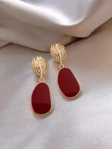 KRENOZ Gold-Plated Contemporary Shaped Drop Earrings