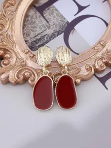 KRENOZ Gold-Plated Contemporary Shaped Drop Earrings