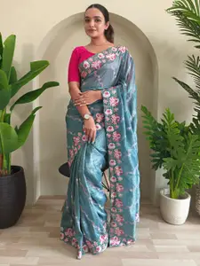 Anouk Ethnic Motifs Embroidered Silk Blend Saree