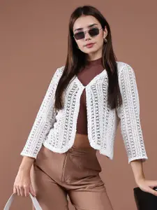 UnaOne Women Embroidered Button Shrug