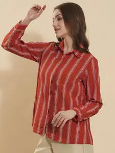 all about you Women Opaque Striped Formal Shirt