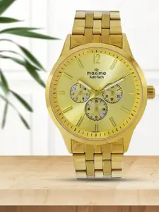 maxima Men Brass Dial & Stainless Steel Bracelet Style Straps Analogue Multi Function Watch 71170CMGY