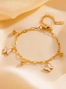 JEWILLEY Gold-Plated Artificial Beads Anklet