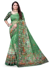 Pemal Designer Floral Organza Saree
