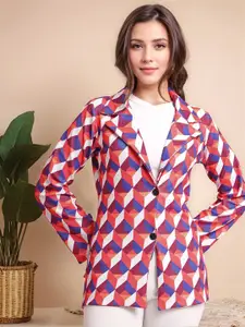 Mast & Harbour Printed Cotton Single Breasted Blazer