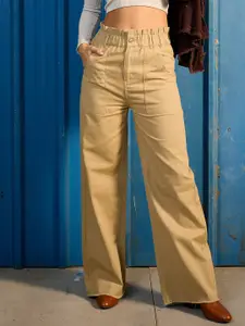 CORSICA Women Wide Leg Mid-Rise Pure Cotton Jeans