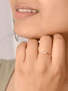 DressBerry Rose Gold-Plated Cubic Zirconia-Studded Minimalist Finger Ring