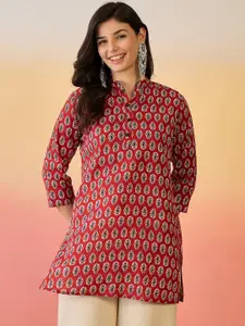 Sangria Floral Printed Pure Cotton Straight Kurtis