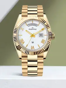 maxima Men Brass Dial & Stainless Steel Bracelet Style Straps Analogue Watch 69101CMGY