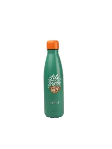 HOOM Green & Orange Single Stainless Steel Printed Single Wall Vacuum Water Bottle