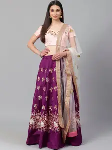 DIVASTRI Embroidered Thread Work Semi-Stitched Lehenga & Unstitched Blouse With Dupatta