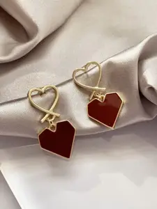 VAGHBHATT Gold-Plated Heart Shaped Drop Earrings