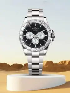 maxima Men Brass Dial & Stainless Steel Bracelet Style Straps Analogue Multi Function Watch 70753CMGI