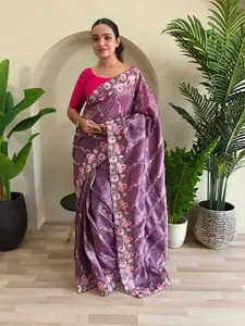 Anouk Ethnic Motifs Embroidered Silk Blend Saree