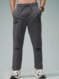MADSTO Men Cotton Ribbed Mid-Rise Trackpants