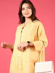 V-Mart Floral Printed Mandarin Collar A-Line Kurta