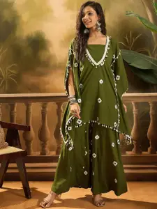 Sangria Bandhej Printed Kaftan Tube Top With Sharara