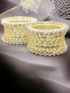 BeautyTrends Set Of 2 Gold Plated Kundan Stone Studded Bangles