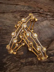 Kushal's Fashion Jewellery White Victorian-Plated Ethnic Kundan Bangles