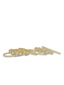 T4 JEWELS Set Of 6 Gold-Plated Kundan Studded Bangles