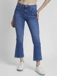 SPYKAR Women Bootcut High-Rise Low Distress Light Fade Stretchable Jeans