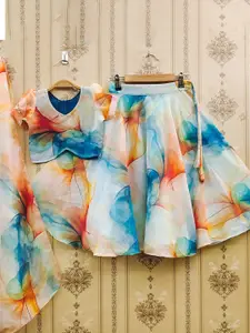 BAESD Girls Printed Tie and Dye Ready to Wear Lehenga & Blouse With Dupatta
