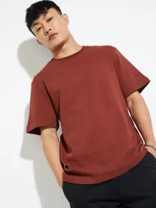 max Men Solid Round Neck Cotton Relaxed Fit T-shirt