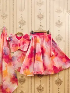 BAESD Girls Printed Tie and Dye Ready to Wear Lehenga & Blouse With Dupatta