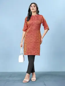 JIVORA Ethnic Motifs Printed Pure Silk Kurti