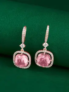 TEEJH Rose Gold-Plated Contemporary Drop Earrings