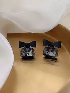 VAGHBHATT Rhodium-Plated Crystals Studded Geometric Shaped Studs