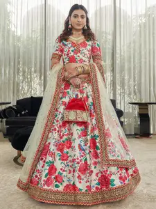 DIVASTRI Embellished Sequinned Semi-Stitched Lehenga & Unstitched Blouse With Dupatta