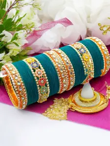 BeautyTrends Set Of 42 Gold Plated Velvet Bangles