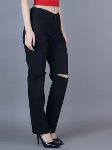 Metronaut Women Classic Mid-Rise Slash Knee Jeans