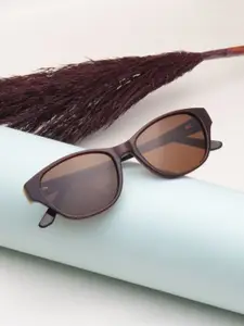 Ted Smith Women Brown Cat Eye Premium Acetate Sunglasses With Polarised Lens