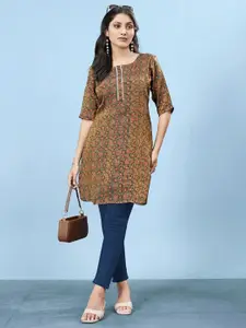 JIVORA Women Ethnic Motifs Printed Pure Silk Kurti