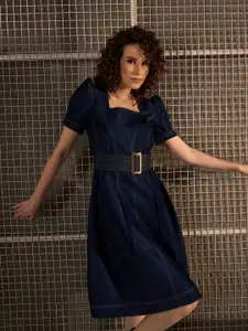 Chemistry Denim Cotton Fit & Flare Dress