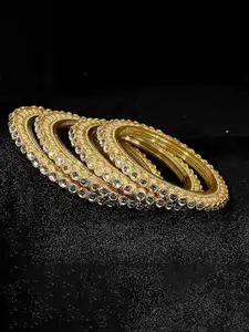 T4 JEWELS Set Of 4 Gold-Plated & Stone-Studded Bangles