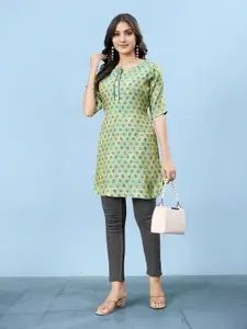 JIVORA Women Ethnic Motifs Printed Pure Silk Kurti