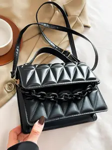 HAUTE SAUCE by  Campus Sutra HAUTE SAUCE Women's Black Vegan Leather Hand Bag