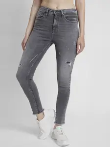 SPYKAR Women Slim Fit High-Rise Low Distress Light Fade Stretchable Jeans