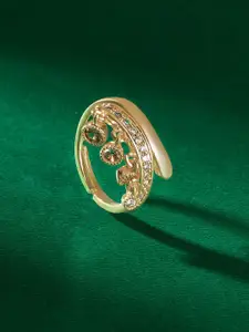 TEEJH Anaya Aura Cubic Zirconia Studded Adjustable Finger Ring